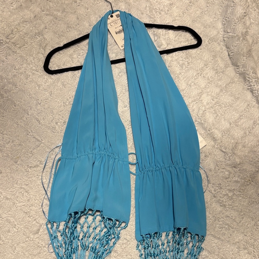 Blue Backless Fringe Top